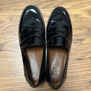 Franco Sarto Black Patent Leather Loafers Slip-Ons